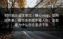 你可能从没注意过｜糖心vlog，官网这件事；细节多到我怀疑人生。这就是为什么你总是进不去