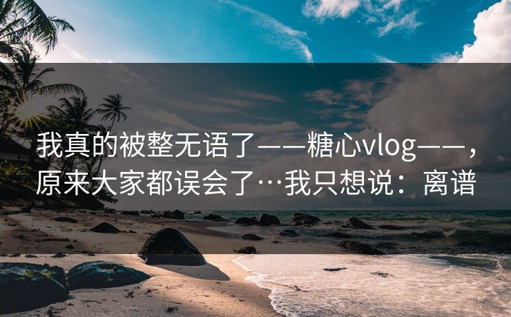 我真的被整无语了——糖心vlog——，原来大家都误会了…我只想说：离谱