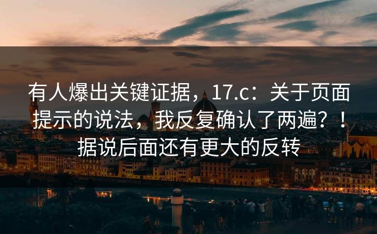 有人爆出关键证据，17.c：关于页面提示的说法，我反复确认了两遍？！据说后面还有更大的反转  第1张