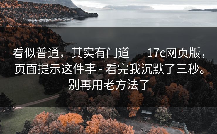 看似普通，其实有门道 ｜ 17c网页版，页面提示这件事 - 看完我沉默了三秒。别再用老方法了  第1张